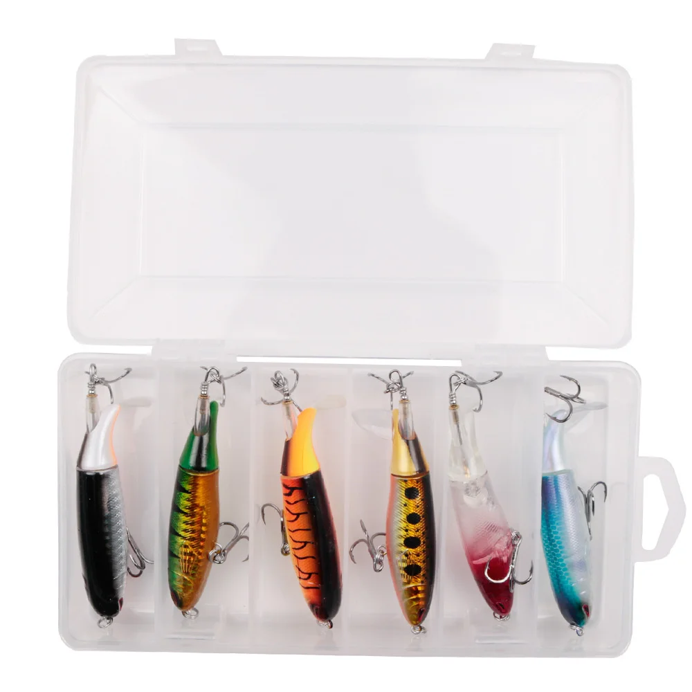 6 unids/caja señuelo de Pesca ojos 3D lápiz flotante Wobblers láser artificiales 9m 13g Crankbait aparejos de Pesca de plástico duro cebo Pesca - imagen 2