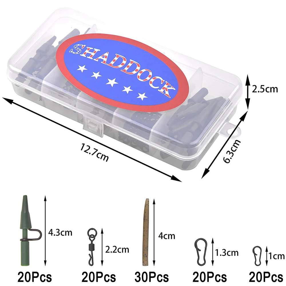 110Pcs/Box Carp Fishing Accessories Kit Include Anti Tangle Sleeves Quick Change Swivel Safety Lead Clip Speed Links - imagen 3