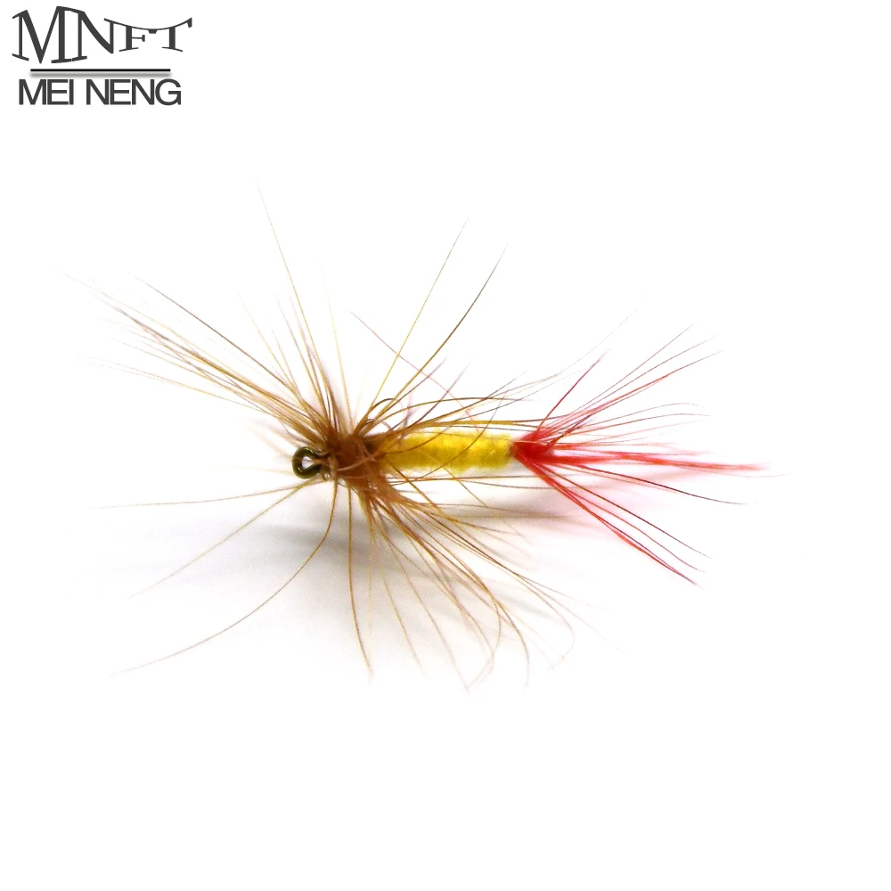 MNFT 10PCS 12 #   Barba marrón cola roja mosca seca ninfa agua dulce anzuelos para moscas secas cebos de pesca artificiales