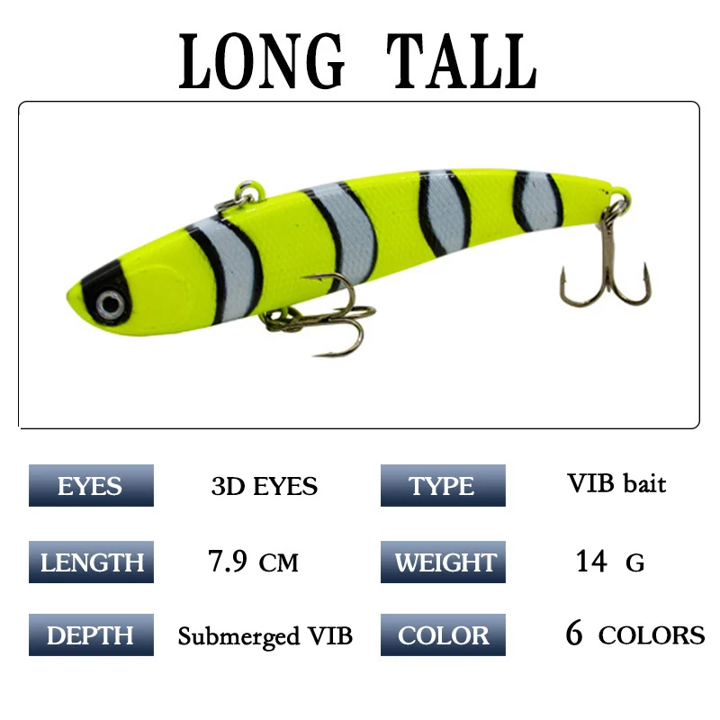 POETRYYI-señuelo de pesca con vibración que se hunde, 6cm, 7,9 cm, plástico duro Artificial VIB, pesca en hielo de invierno, aparejo de cebo Isca Peche