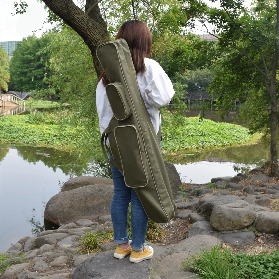 Bolsa de pesca portátil multifunción de gran tamaño, bolsa de lona para caña de pescar de 2 capas, aparejo para caña de pescar - imagen 5