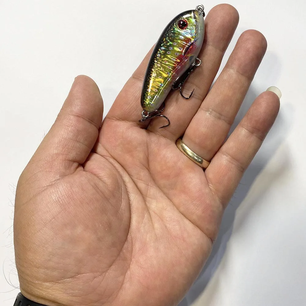 Señuelo de pesca Jerkbait para Lucio, lubina, 60mm, 11g, cebo duro de hundimiento lento, Wobbler almizclado, señuelo Artificial CF con alta calidad - imagen 4