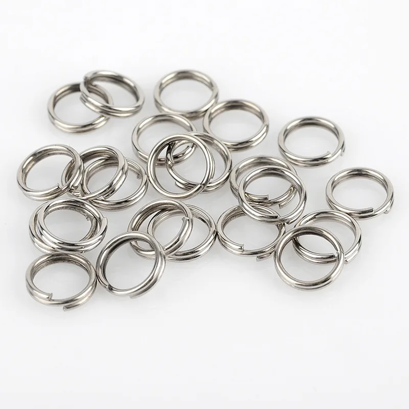 4/5/6/7/8/9/10mm 500 Uds. Anillos divididos de pesca de acero inoxidable de alta resistencia señuelo anillo sólido bucle para Kit de conectores de cebo de manivela en blanco - imagen 4