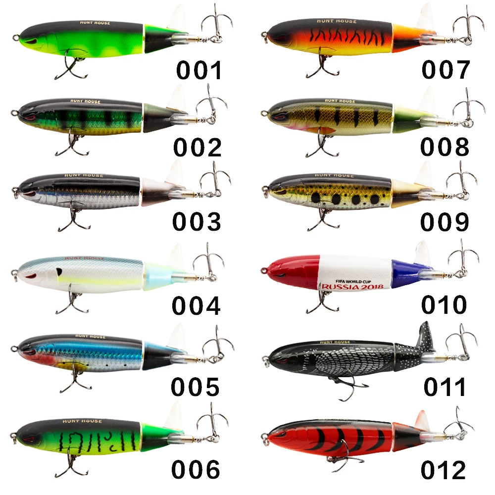 Hunthouse-señuelo de pesca Whopper Plopper Pencil 90 y 130mm Topwater Popper Bait giratorio, cebo de agua dulce para Lucio, aparejos de pesca - imagen 5