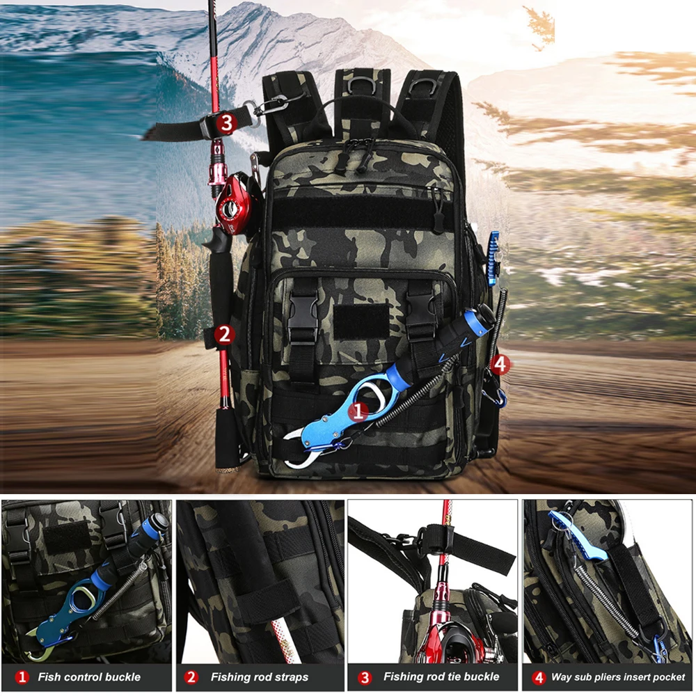 Bolsa de aparejos de pesca, mochila táctica impermeable multifuncional, bolso de un solo hombro, bolsa de pecho para acampar, senderismo, caza - imagen 4