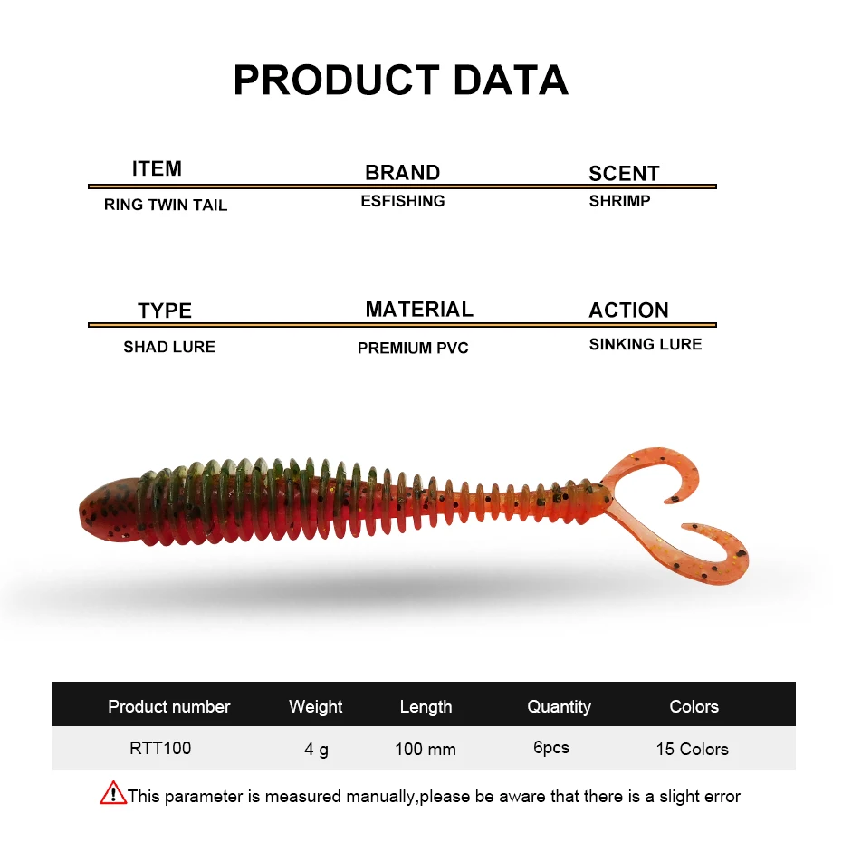 KESFISHING-Anillo de pesca de doble cola, Señuelos de Pesca de 100mm, cebo de silicona suave para captura grande, Lucio, lubina, olor a Camarón, nuevo - imagen 2