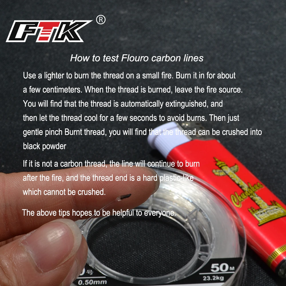 FTK 100% línea de pesca de fibra de carbono 40M/50M/100M línea de fluorocarbono súper fuerte Japón hundimiento líder señuelo pesca 0,14mm-0,60mm - imagen 3
