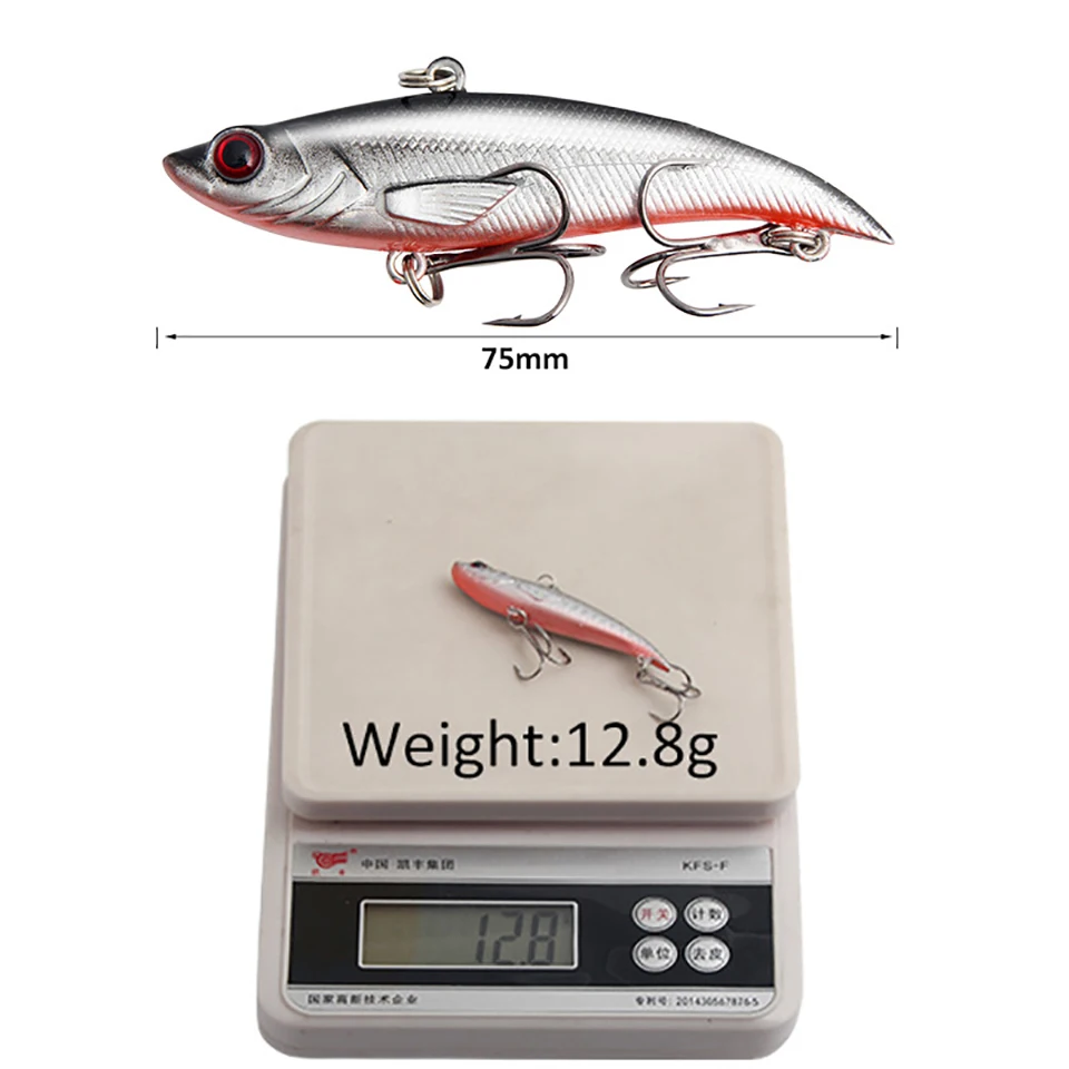 WALK FISH-señuelo de pesca con vibración VIB, cebo Artificial de hundimiento, cebo duro giratorio de buceo, aparejos de pesca de invierno, 75MM, 12,8G - imagen 4