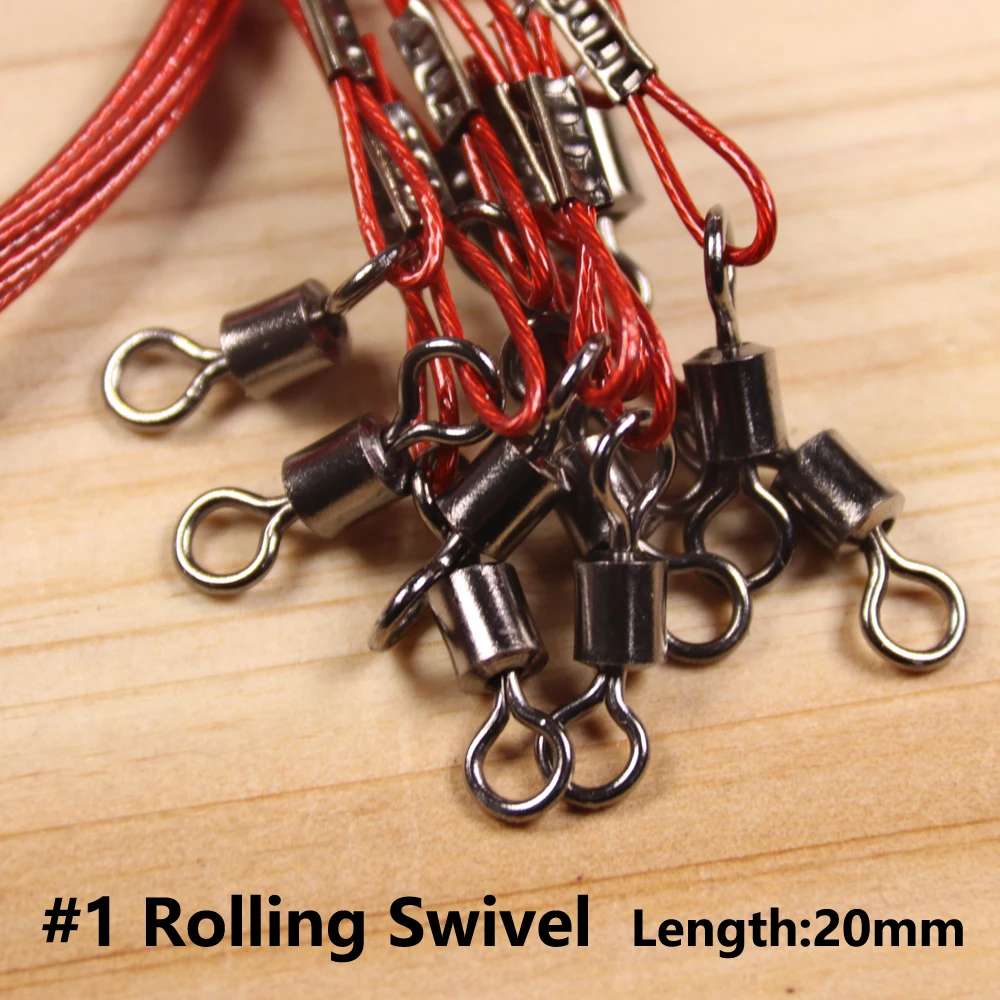 10 Uds., 50cm, 150LB de alambre grueso, líder de pesca de acero, rastreo con señuelo giratorio a presión, conector de anzuelo, accesorios de pesca de agua salada - imagen 4