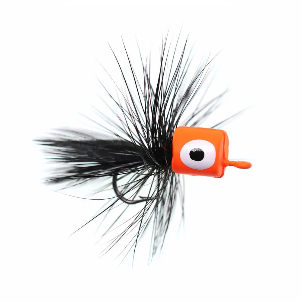 Bimoo-SEÑUELOS DE espuma flotante para pesca en agua salada, Mosca de lubina, Panfish Popper, trucha, besugo, Lucio, naranja, amarillo, negro, 8 Uds., tamaño #10 - imagen 4