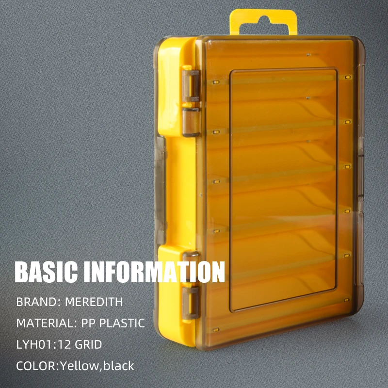 MEREDITH-caja de aparejos de pesca, 12 compartimentos, caja de almacenamiento de anzuelos y señuelos, accesorios de pesca, estuche de plástico - imagen 2