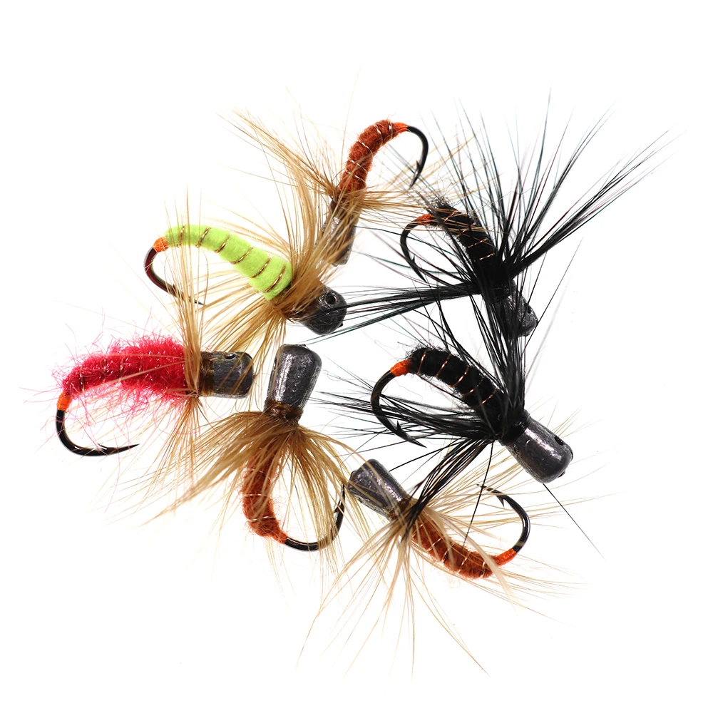 Bimoo, 6 uds., 0,3g, 0,5g, 0,7g, 1g, Buggy ponderado, gusano, mosca, pesca en hielo, cebo, pesca de invierno, Mormyski, anzuelo de púas de hundimiento rápido - imagen 3