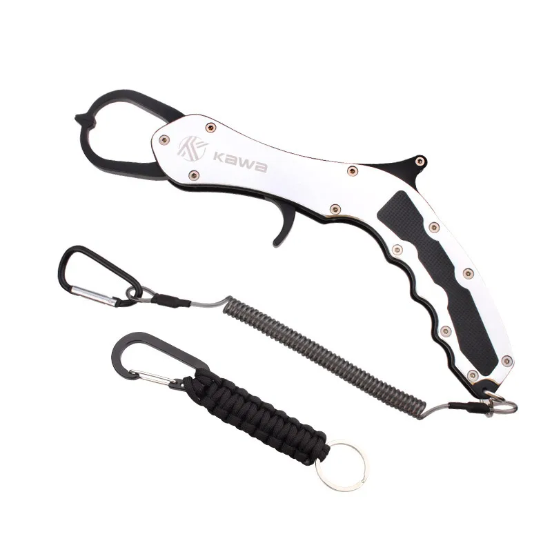 KAWA-Herramienta de aparejos de pesca con agarre de labio de pescado, aleación de aluminio, tipo pistola, longitud 25 cm, peso 178g, cuerda antipérdida, envío gratis - imagen 3