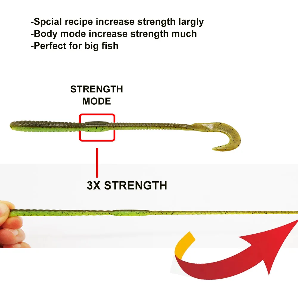 ESFISHING-señuelo de pesca, gusano suave y delgado, 140mm, 4g, 10 Uds., Leurre Souple, cebo para lubina, aparejo que añade sal, atractivo, larva de cola única - imagen 5