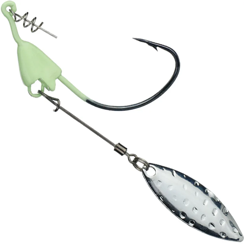 Señuelo de pesca anzuelo con cabeza de anzuelo, 5g, 6,5g, 8,5g, 12g con cucharas de hoja Salix, anzuelo que se hunde, Spinner, anzuelos de gusano, lote de 2 piezas en oferta - imagen 2