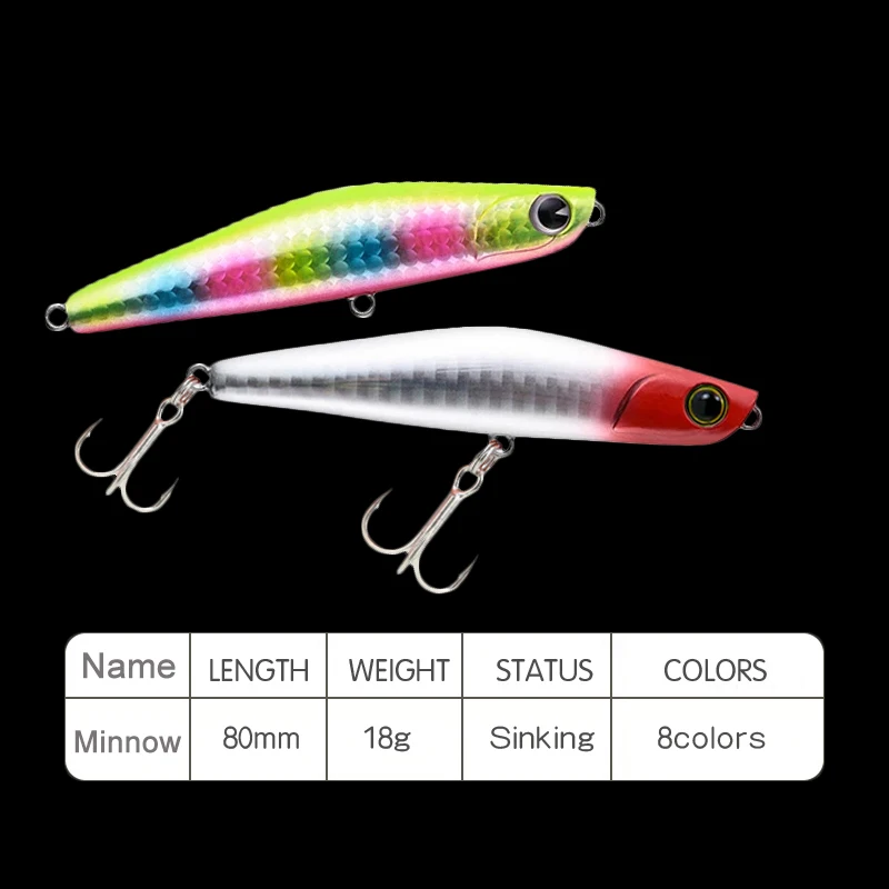 WALK FISH-señuelo de pesca profesional, lápiz que se hunde, 80mm, 18g, VIB, ojos 3D, cebo Artificial, Wobbler, pececillo, calidad - imagen 4