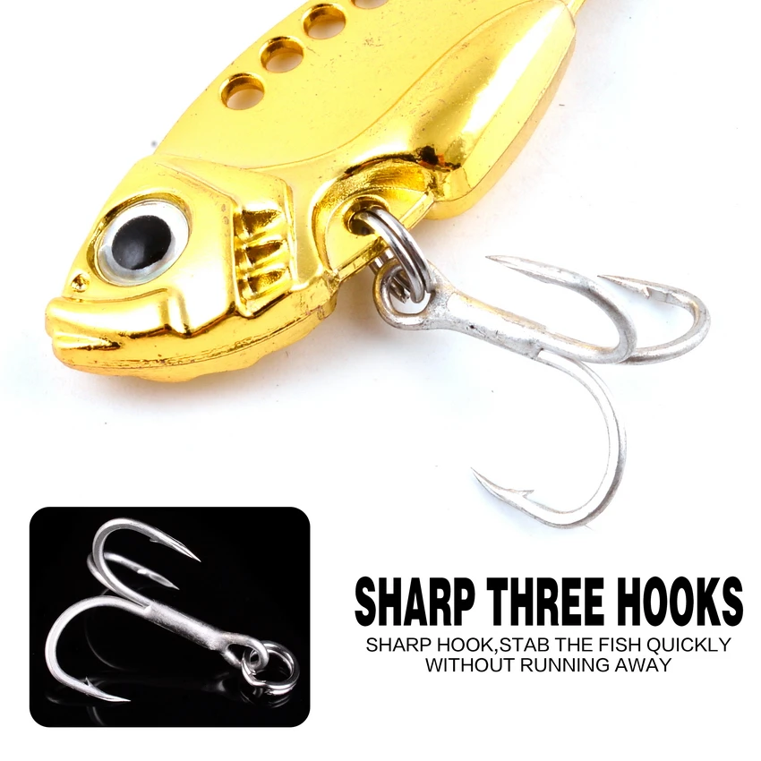 1 Uds. Señuelo de pesca VIB de Metal dorado y plateado 3g 7g 12g 10g 15g 20g ojos 3D cuchara Spinner cebo duro señuelos para aparejos de pesca de carpa lubina - imagen 5