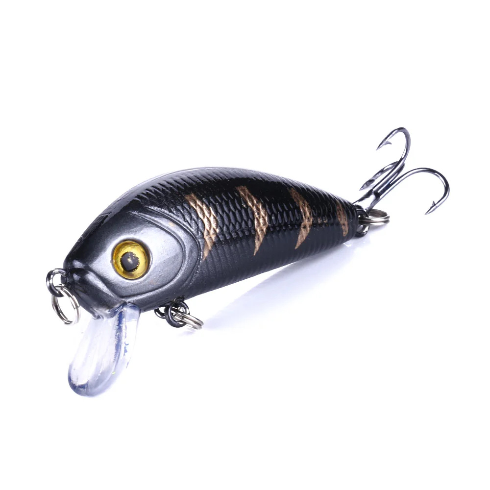 Señuelo de pesca de pececillo negro, 50mm, 3,6g, con gancho triple, Wobbler, cebo duro de plástico Artificial, lubina, trucha, productos para equipo de pesca - imagen 5