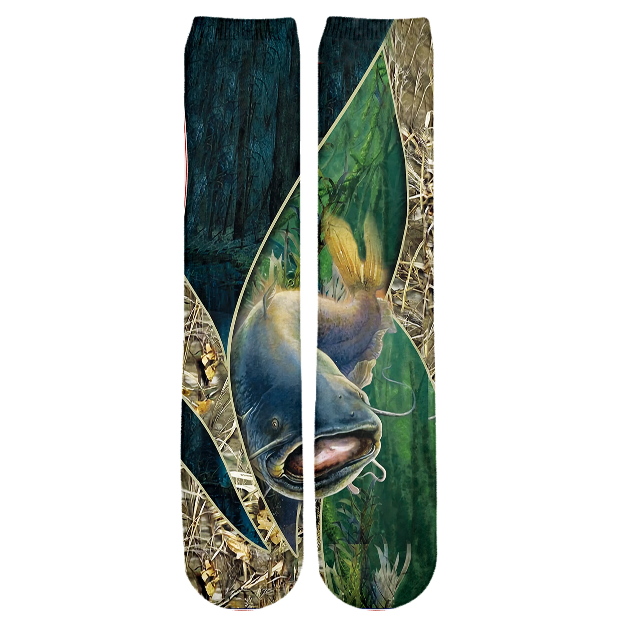Calcetines de marca Envío Directo 2025 Nuevos calcetines de moda para hombre Pesca de perca amarilla en la piel Impresión 3D Calcetines casuales hasta la rodilla unisex - imagen 4