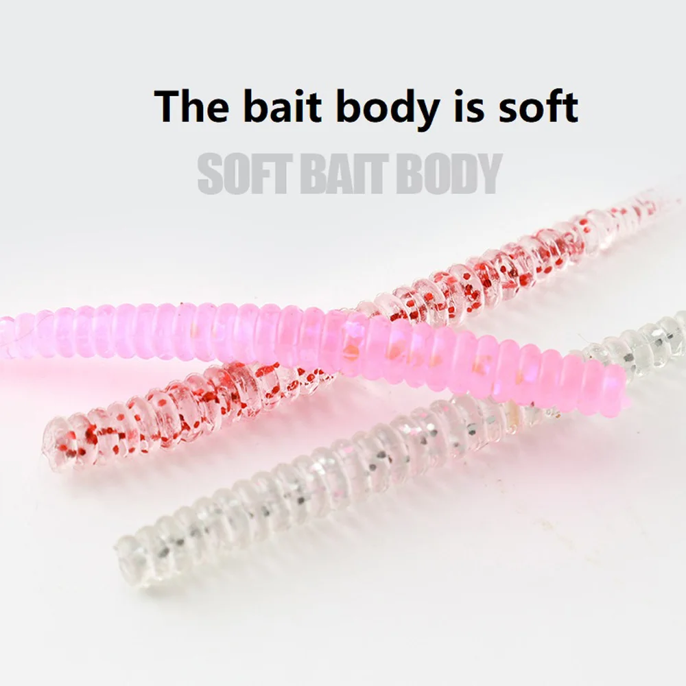 20 unids/lote Pesca de raíz pequeño cebo suave 50mm 60mm Wobbler cola de aguja Artificial hilo de señuelo de silicona cebo de gusano Shearable Pesca - imagen 5