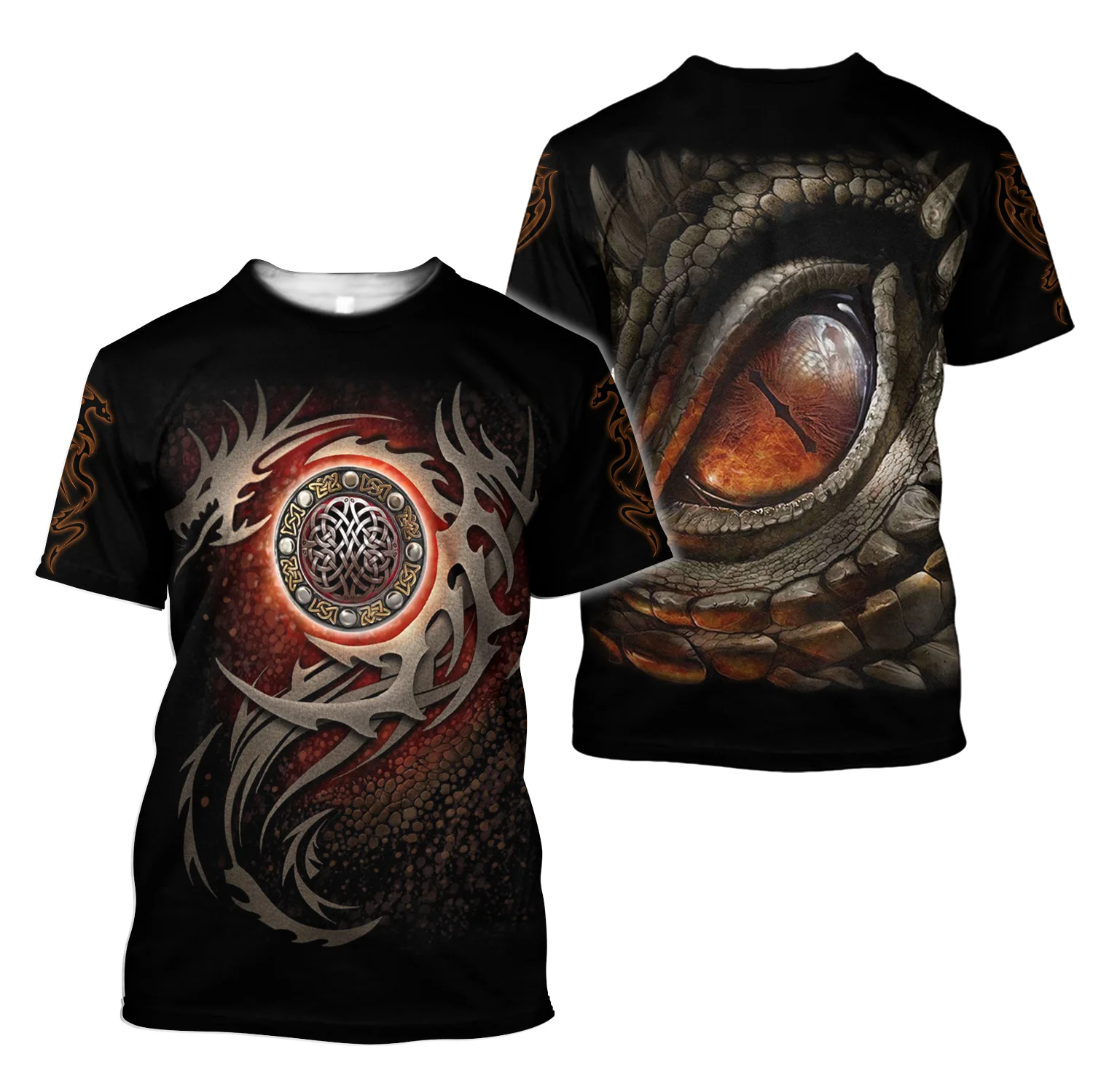 Camiseta Hipster de verano para hombre, camisa de manga corta con estampado 3D de dragón en blanco y negro Harajuku, tops informales Unisex KJ0154, 2021 - imagen 3