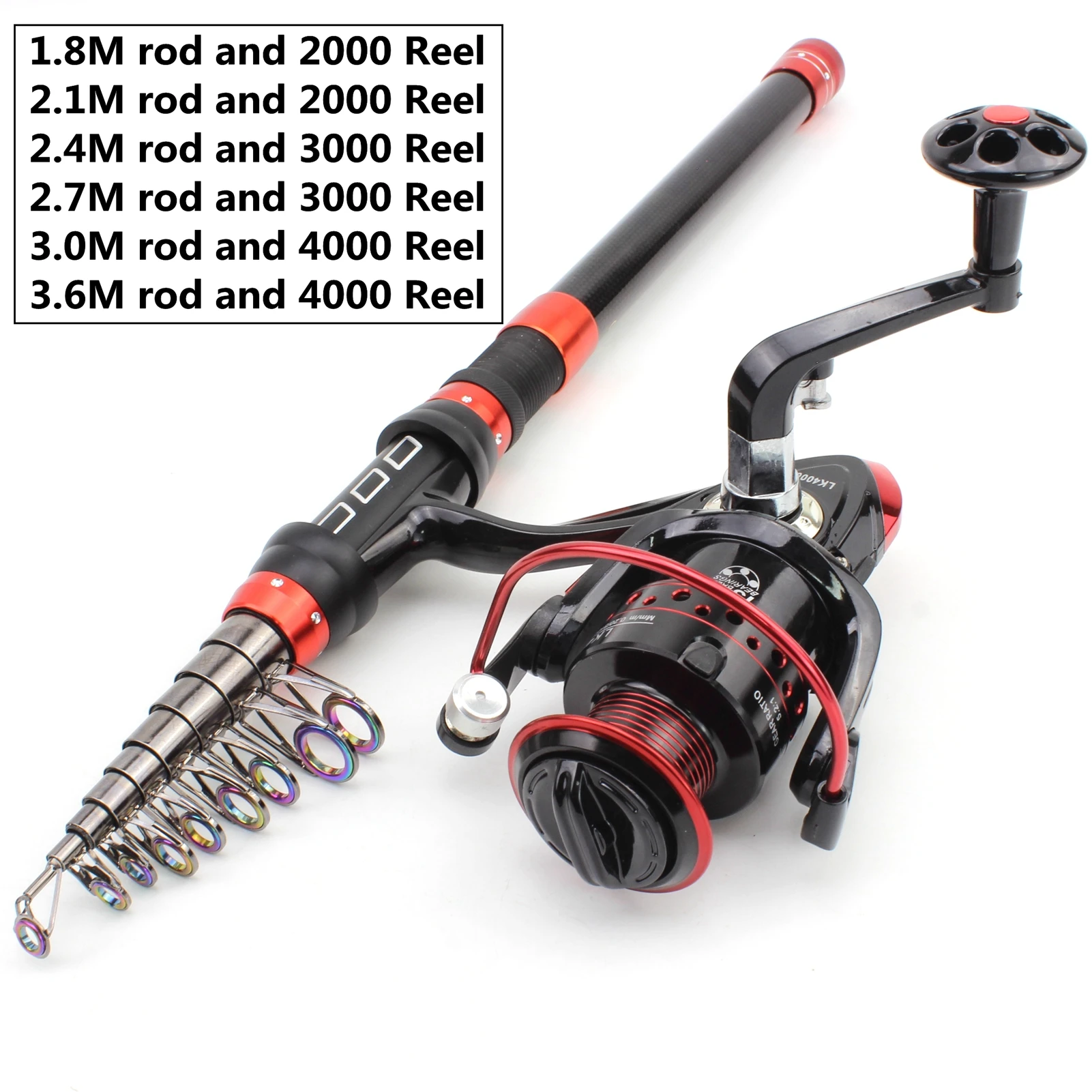 Juego de carretes de caña telescópica, set de carrete giratorio de alta velocidad 13BB 5,2: 1, para pesca marina rocosa - imagen 4