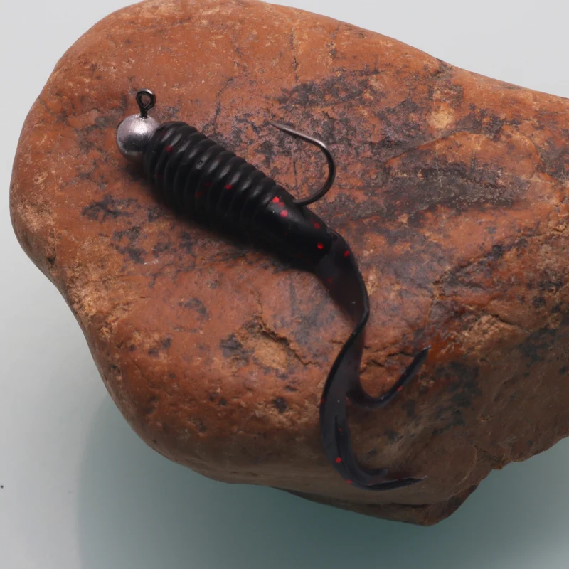 Señuelos de Pesca de cola de elfo, cebos blandos de silicona Artificial, anzuelos de gusano, aparejos de Pesca isca, 4cm, 0,7g, 1/5 unids/lote