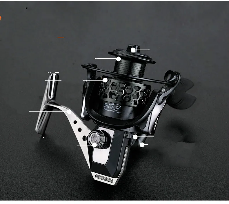 Carrete De Pesca doble 14 + 1 BB, Ratio De engranaje 5,5: 1, carrete giratorio De alta velocidad, carretes De Pesca De carpa para Molinete De Pesca De agua salada - imagen 5