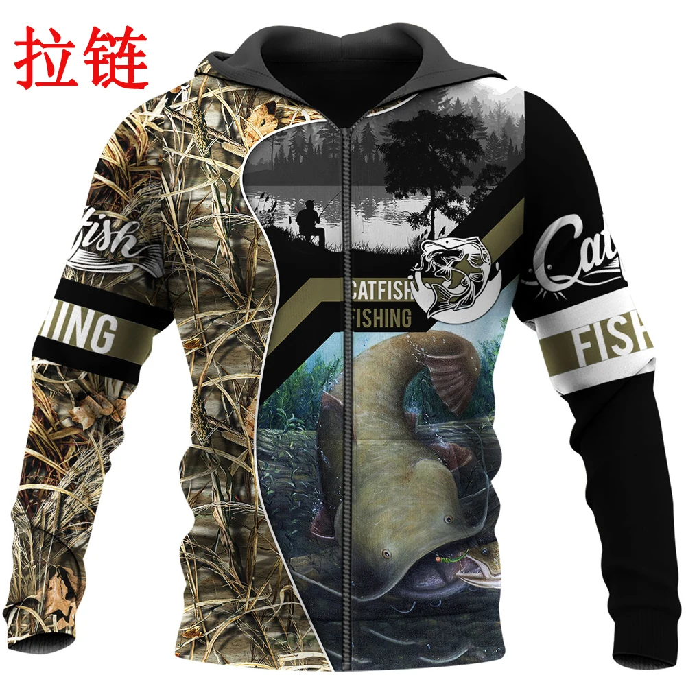 Catfish Fishing Sudadera capucha pesca bagre – Harajuku otoño - imagen 3