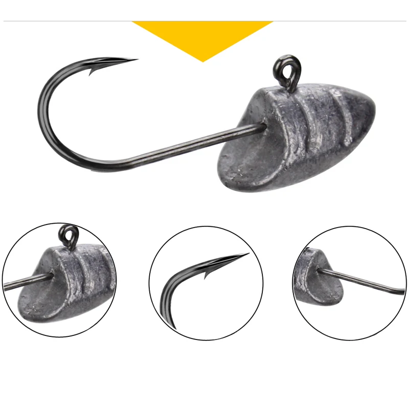 Anzuelo de pesca con cabeza de Caracol de Río, anzuelo pequeño con cabeza de plomo de 1,5g, 2,5g, 3,5g y 5g, anzuelos para señuelos blandos, aparejos de pesca - imagen 5