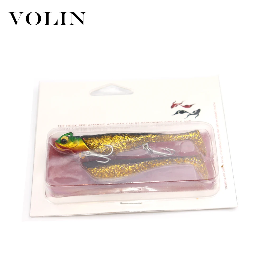 Volin-señuelo de pesca suave con cabeza de plomo, cebo de silicona, anzuelo Offset, Jigging para Lucio, 90mm, 19,5g, 1 unidad - imagen 5