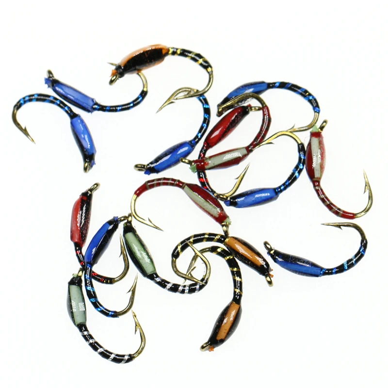 Zumbador de epoxi de varios colores, con mosca de señuelo de pesca de trucha Nymph, cebo de insectos rojo, naranja, azul, negro, UV, Hegene, n. ° 12, 50 Uds.