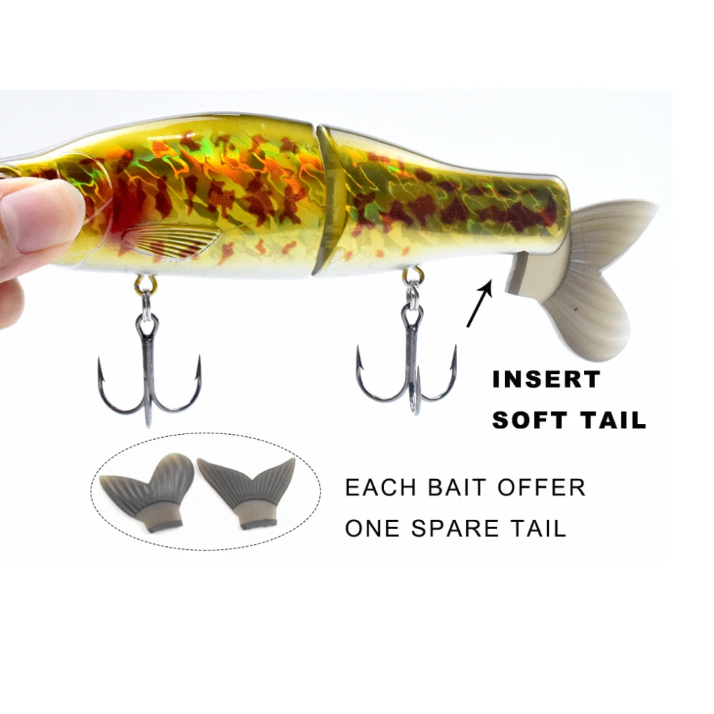 Hanlin-Cebo que se hunde, 165mm/62g, cuerpo duro con colas suaves, Swimbait Slide Shad, señuelo multiarticulado, Wobblers, aparejos de pesca - imagen 4