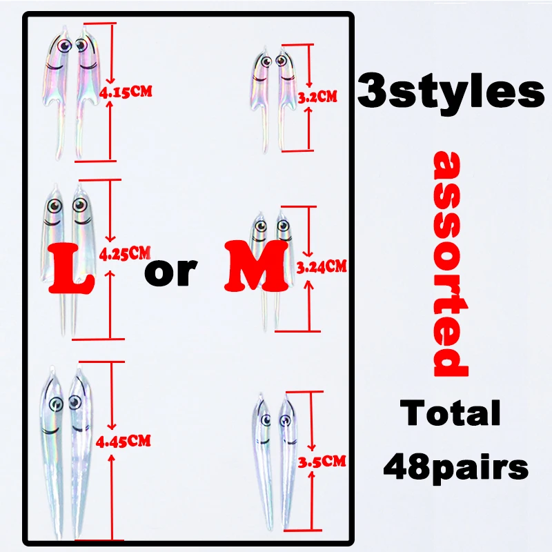 Royal Sissi-Juego de 48 pares de máscaras de vinilo para pesca con mosca, cebo, tamaño mediano/grande, serpentina realista, hombros, materiales para atar moscas - imagen 2