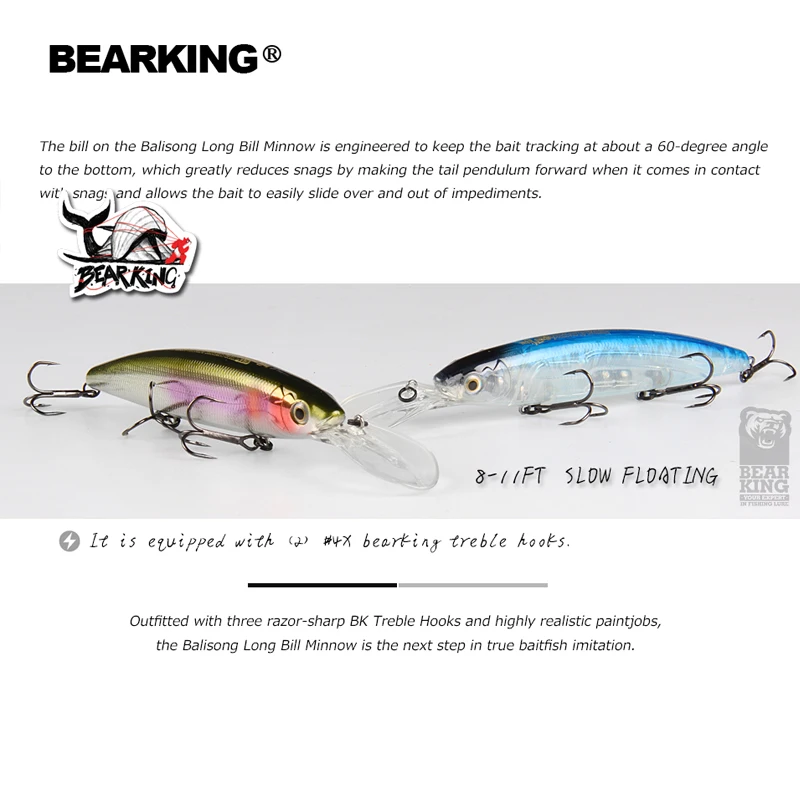 Bearking-Señuelos de Pesca de calidad profesional, cebo duro de buceo de 130-3m, wobblers, pececillos, aparejos de cebo Artificial, 28,6mm, 2,5g