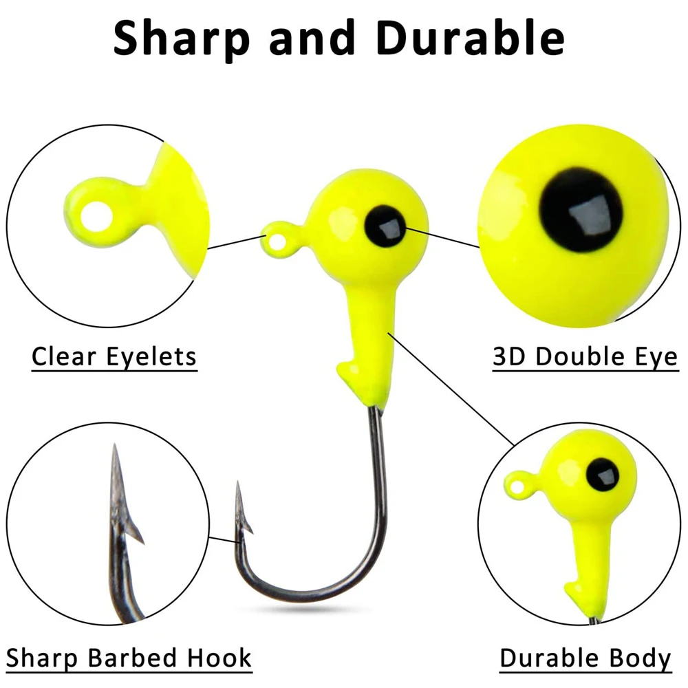 Anzuelo de pesca con cabeza de plantilla de manivela, cebo de plantilla inoxidable de alto carbono para cebos blandos, lubina, trucha, 50 piezas, 40 piezas, 30 piezas - imagen 3