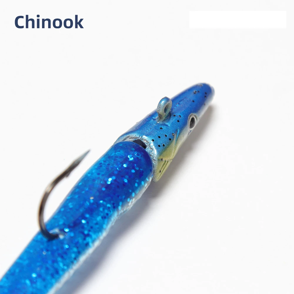 Chinook-Cebo blando de 125mm y 22g con cabeza de plantilla de plomo, señuelo de un solo gancho, Wobblers de gusano, cebo Artificial de silicona para pesca de peces - imagen 5