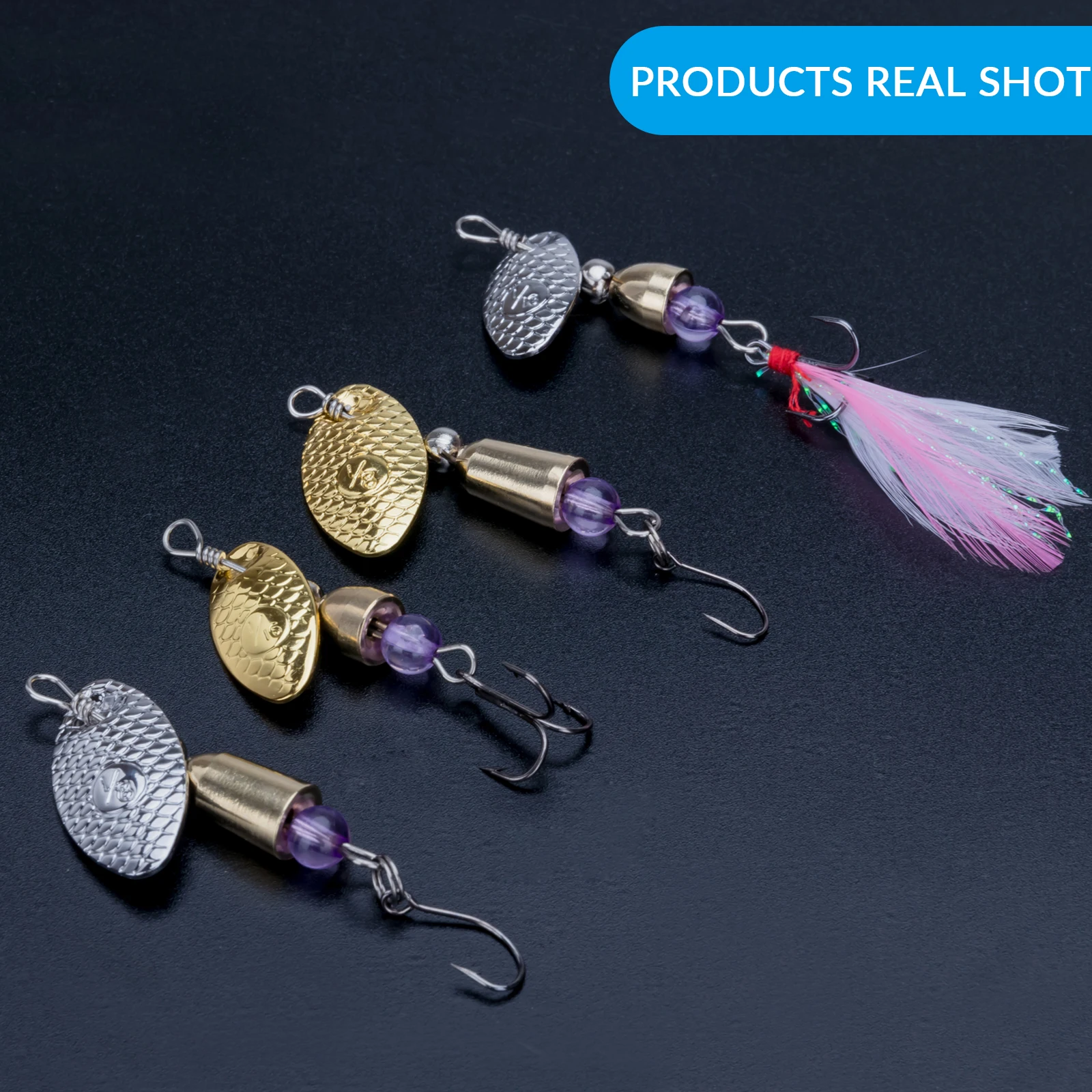 Juego de señuelos duros de Metal con lentejuelas para pesca, juego de anzuelos triples para pesca de lubina, 3,5g, 5,5g, 10 piezas - imagen 4