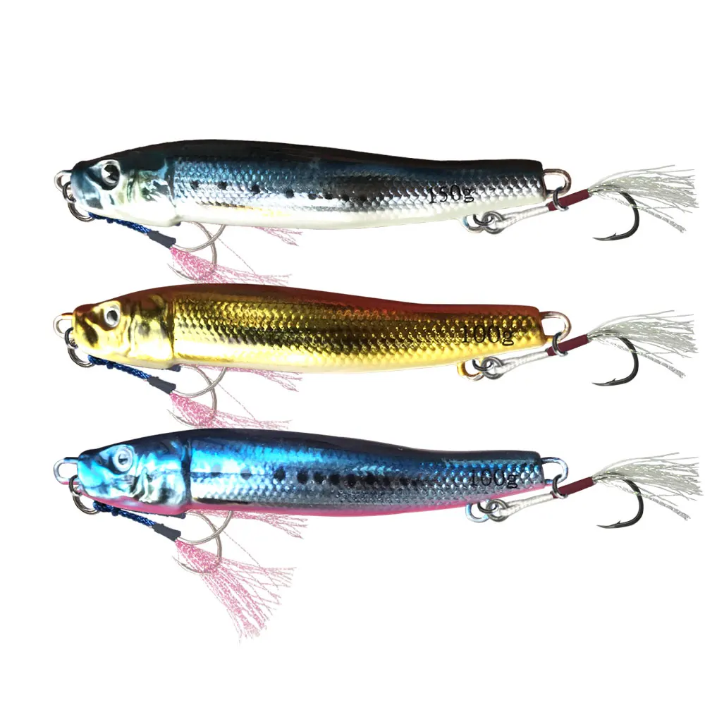 Señuelo de Pesca de Metal en forma de S, anzuelo de cuchara fundido a tierra, hundimiento, duro, Jigging, 60g, 100g, 150g, 180g, 220g