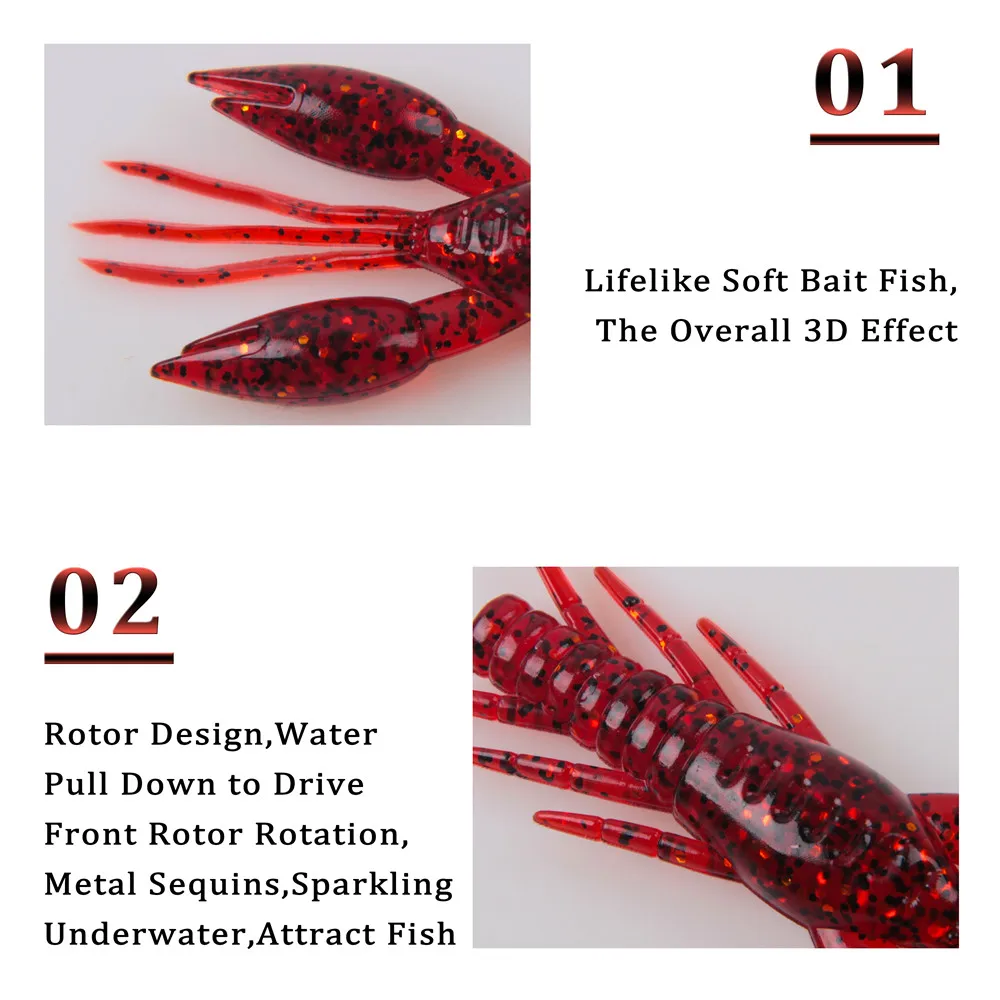 Señuelos de pesca de langosta blanda, cebos de pesca de 8cm, 5,2g, bionic crayfish Jig, gambas artificiales, cebo de aparejo de texas para trucha de lubina, trucha de pesca - imagen 4