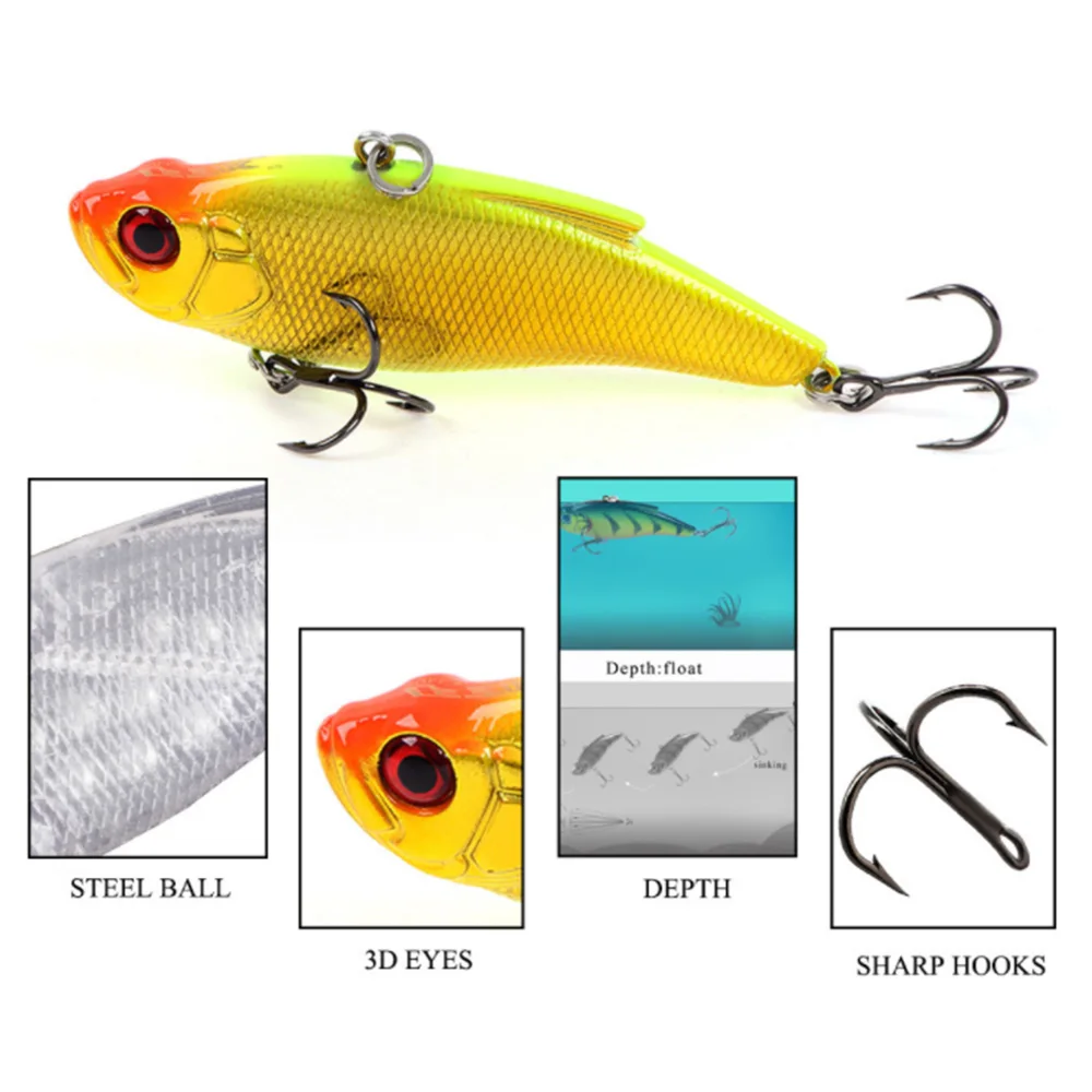 Señuelo VIB de pesca en hielo de invierno, 7,5 cm, 16,5g, duro, Artificial, nuevo, plástico, sonajero, vibración de hundimiento, cebo de lubina - imagen 2