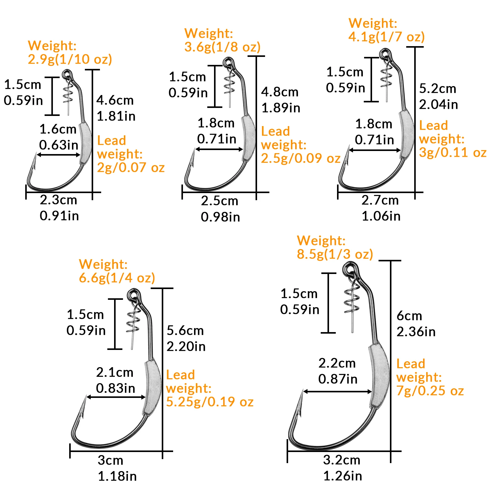 Anzuelos de pesca con cabezal de manivela sin malezas, anzuelo de pesca con pasador de bloqueo de resorte, anzuelo de púas compensado de gusano suave, aparejos de Texas, 10 Uds. - imagen 2