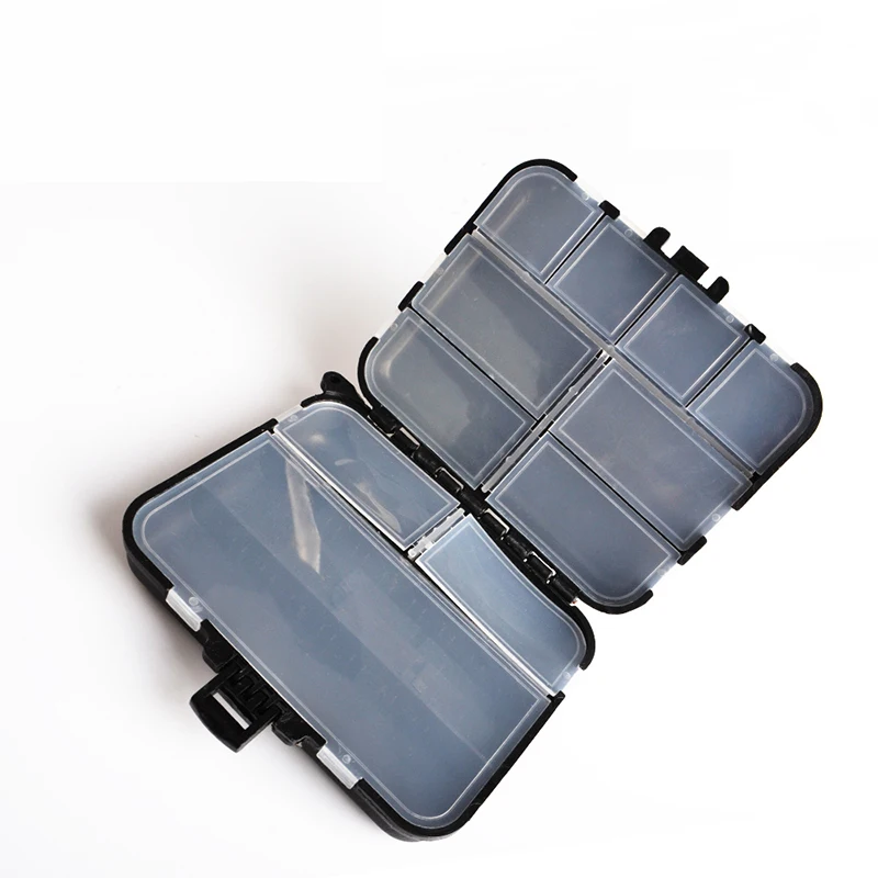 Mini caja de aparejos de Pesca con 10 compartimentos, señuelos, anzuelos, soporte de almacenamiento de plástico, caja cuadrada, accesorios de Pesca - imagen 2