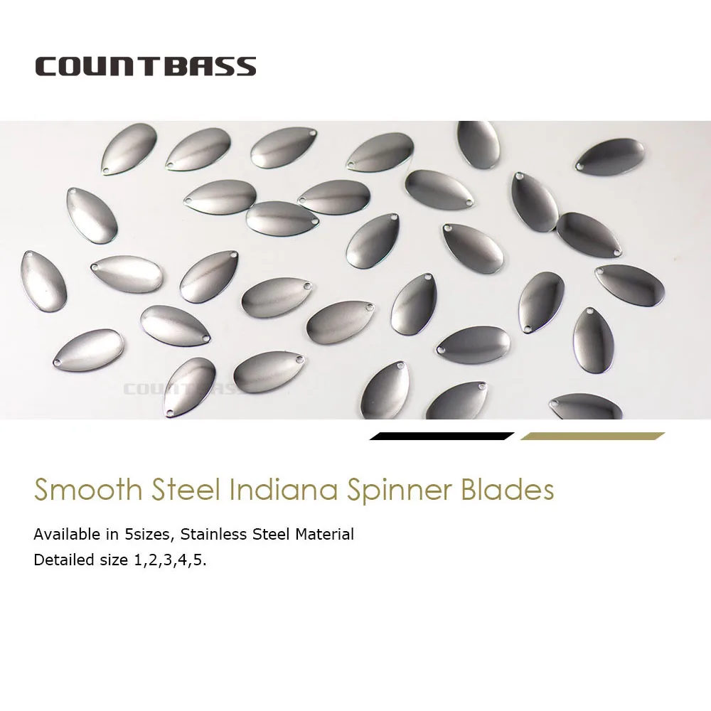 Countbass 50pcs Size 1,2,3,4,5 Nickel Plating Steel Smooth Indiana Spinner Blades Nickel Finish, DIY Fishing Lures, Tackle Craft - imagen 2