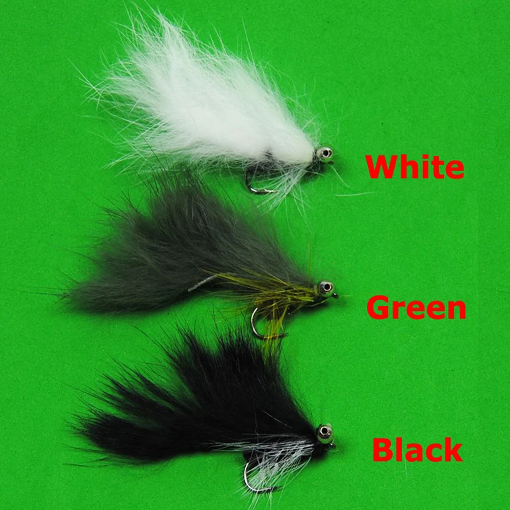 Wifreo-SEÑUELOS de pesca con mosca, 6 unidades, 6 #, verde/Oliva, Blanco, Negro, Dumb Bell Eye Zonker - imagen 2