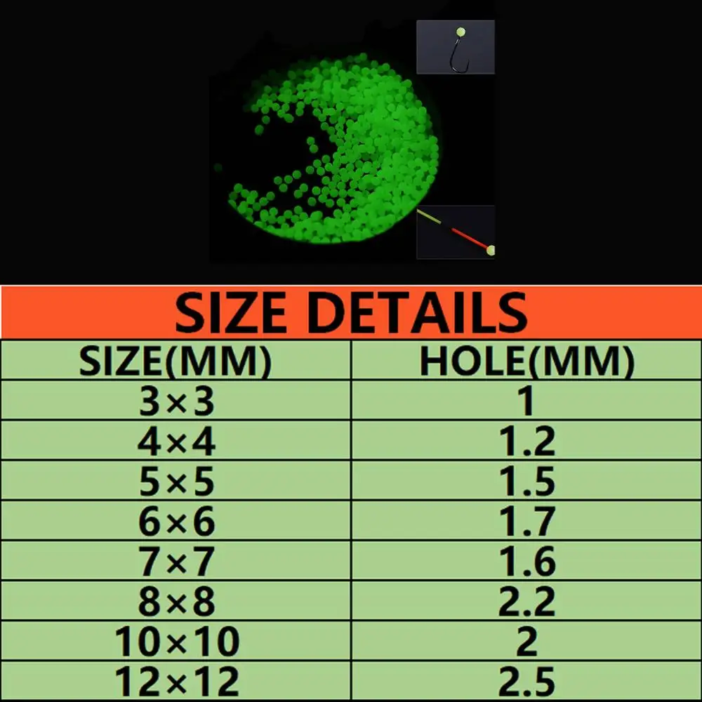 Cuentas de aparejo brillantes para pesca, accesorios de señuelo de pesca de plástico duro, tapón de bolas flotantes redondas luminosas, diámetro de 3mm a 5mm, color rojo y verde, 3000 piezas - imagen 4