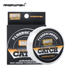 Angryfish-sedal de pesca de fluorocarbono 100%, línea de monofilamento de carbono transparente de 100m, superfuerte, Envío Gratis
