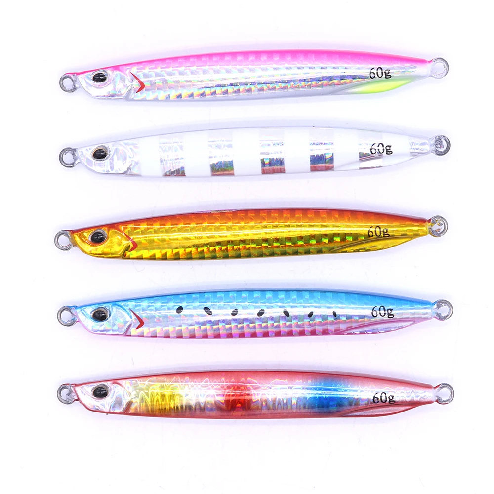 CASTFUN Drag Metal Super Slim Jigging 40g 60g 1 pieza plantilla de fundición plantilla de Metal cebos artificiales brillante pesca de Jigging lento - imagen 3