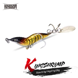Señuelo de pesca de camarones de Metal Kingdom, 8,5g, 14g, 21g, 28g, señuelo de Jigging que se hunde, cebo artificial con cuchara para pesca de Lucio