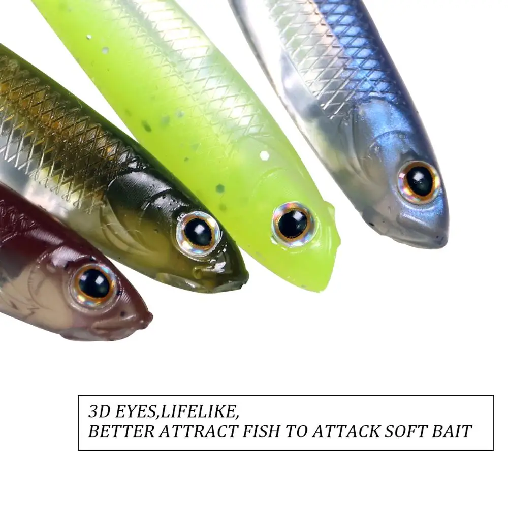 THKFISH 5/6 Uds. Señuelos blandos de goma 7cm 8cm 10cm cola de paleta cebos de pesca artificiales de silicona de agua dulce señuelos blandos Swimbait - imagen 5